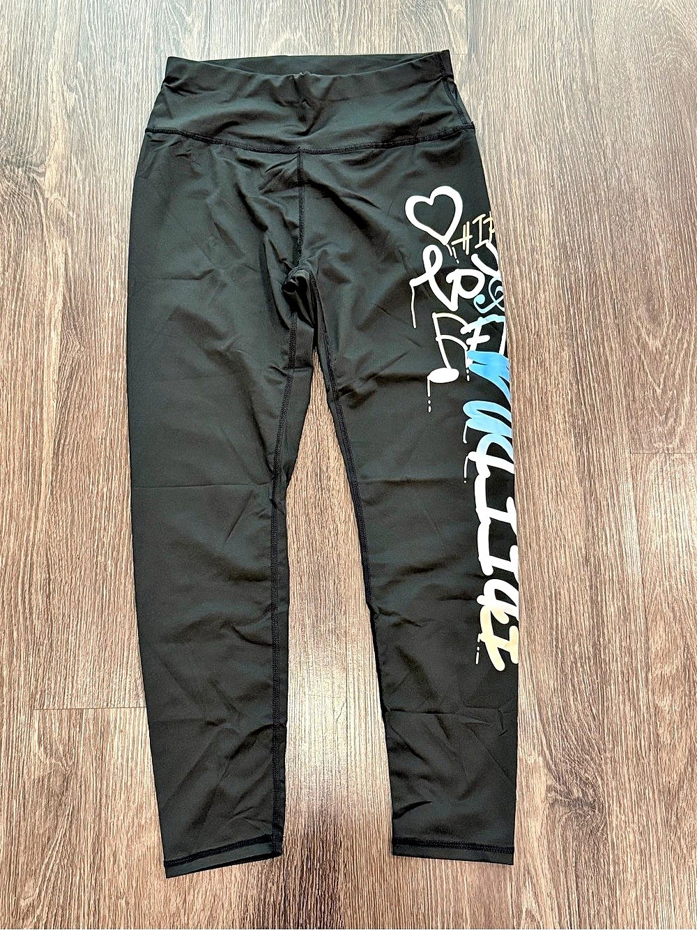SHEIN Graphic Leggings in Black & Blue Size XS